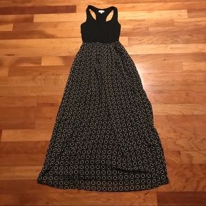 black and cream lined maxi dress